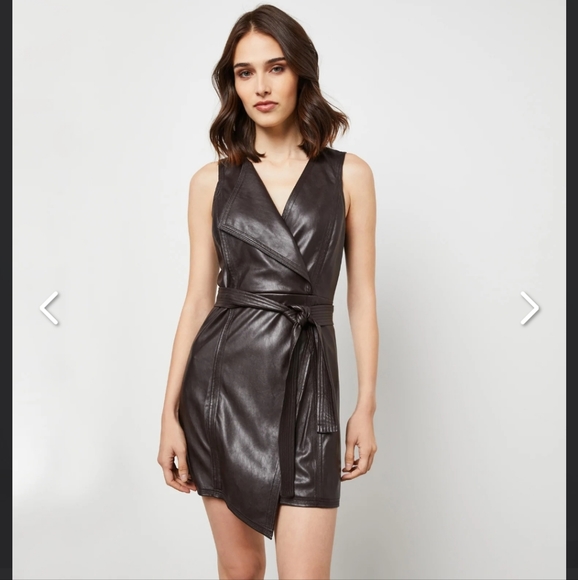 BCBGMaxAzria Dresses & Skirts - BCBG Black Layla Vegan Leather Belted Dress GORGEOUS ON